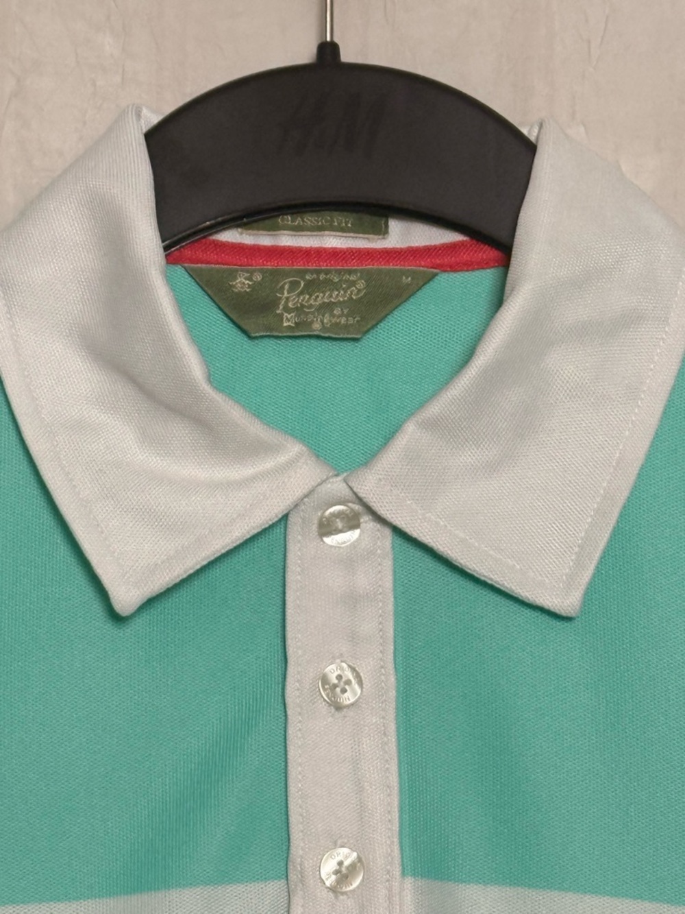 Original Penguin Polo in Aqua with White Collar